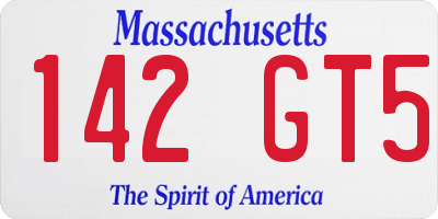 MA license plate 142GT5