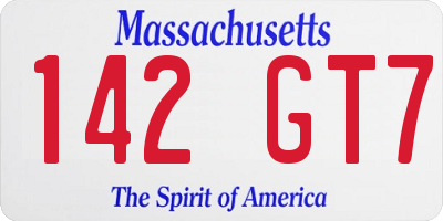 MA license plate 142GT7