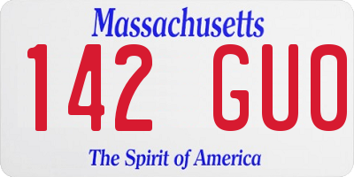 MA license plate 142GU0