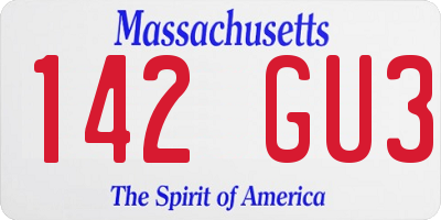 MA license plate 142GU3