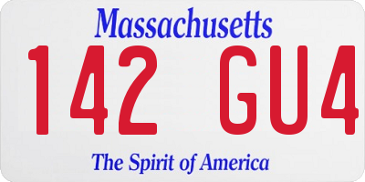 MA license plate 142GU4