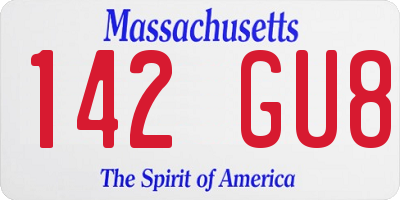 MA license plate 142GU8