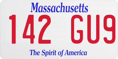 MA license plate 142GU9