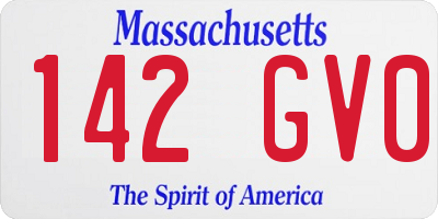 MA license plate 142GV0