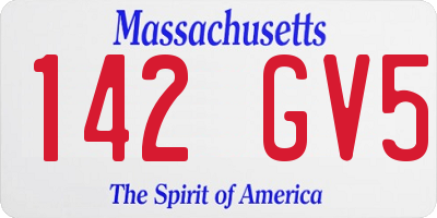 MA license plate 142GV5