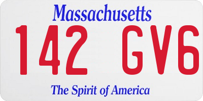 MA license plate 142GV6