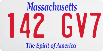 MA license plate 142GV7