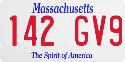 MA license plate 142GV9