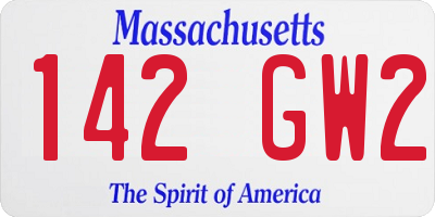 MA license plate 142GW2
