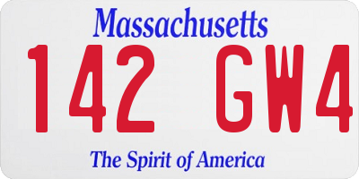 MA license plate 142GW4