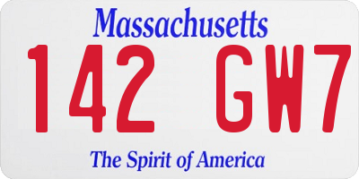 MA license plate 142GW7