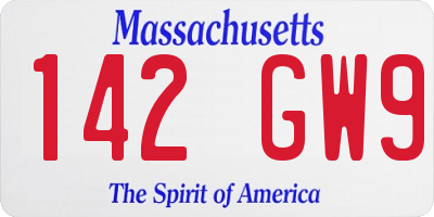MA license plate 142GW9