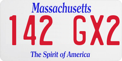 MA license plate 142GX2