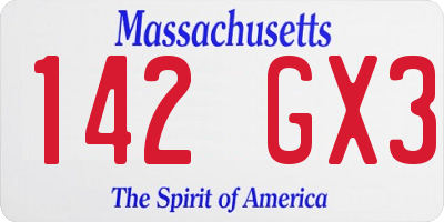 MA license plate 142GX3