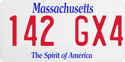 MA license plate 142GX4