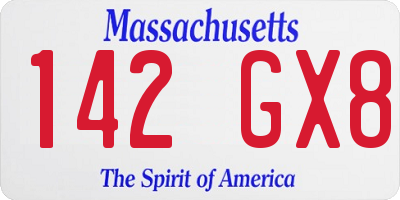 MA license plate 142GX8