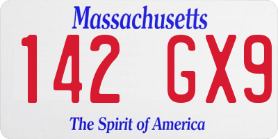 MA license plate 142GX9