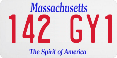 MA license plate 142GY1