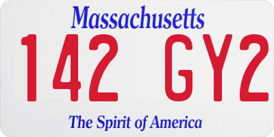MA license plate 142GY2