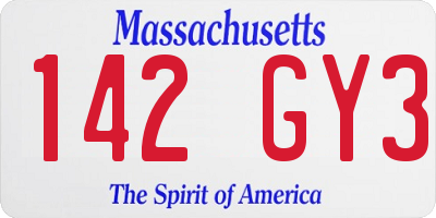 MA license plate 142GY3