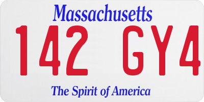 MA license plate 142GY4