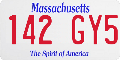 MA license plate 142GY5