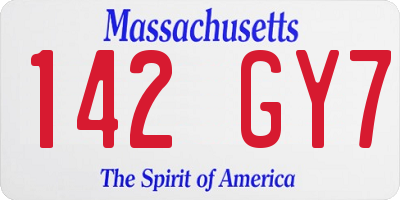 MA license plate 142GY7