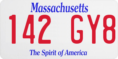 MA license plate 142GY8