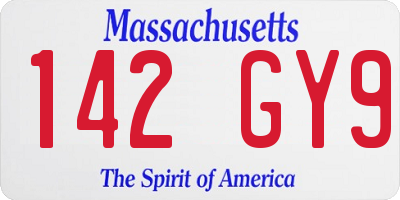 MA license plate 142GY9