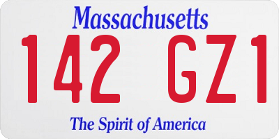MA license plate 142GZ1