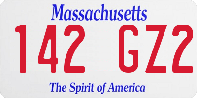 MA license plate 142GZ2
