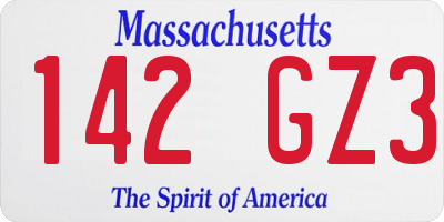MA license plate 142GZ3