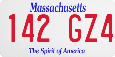 MA license plate 142GZ4