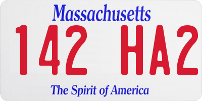 MA license plate 142HA2