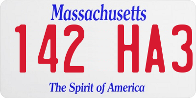 MA license plate 142HA3