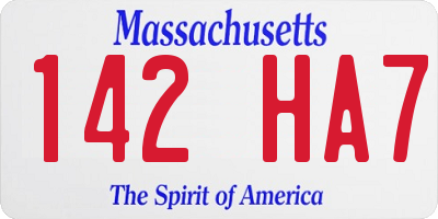 MA license plate 142HA7