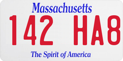 MA license plate 142HA8