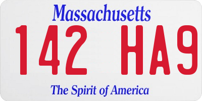MA license plate 142HA9