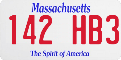 MA license plate 142HB3