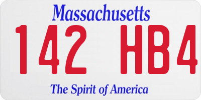 MA license plate 142HB4