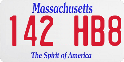MA license plate 142HB8