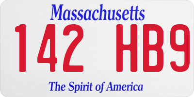 MA license plate 142HB9