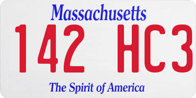MA license plate 142HC3