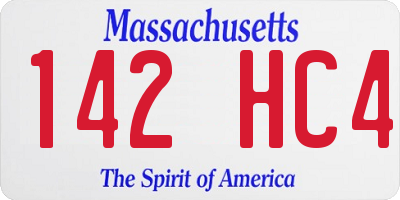 MA license plate 142HC4