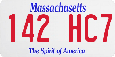 MA license plate 142HC7