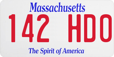 MA license plate 142HD0