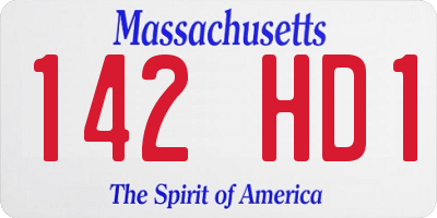 MA license plate 142HD1