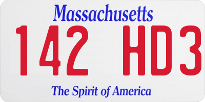 MA license plate 142HD3