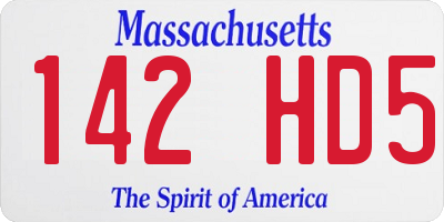 MA license plate 142HD5