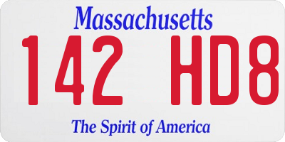 MA license plate 142HD8